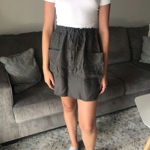 Aritzia Wilfred Grey 100% Silk Utility Skirt